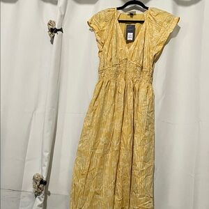 Universal Thread Yellow Midi Dress with Ruffled Sleeves